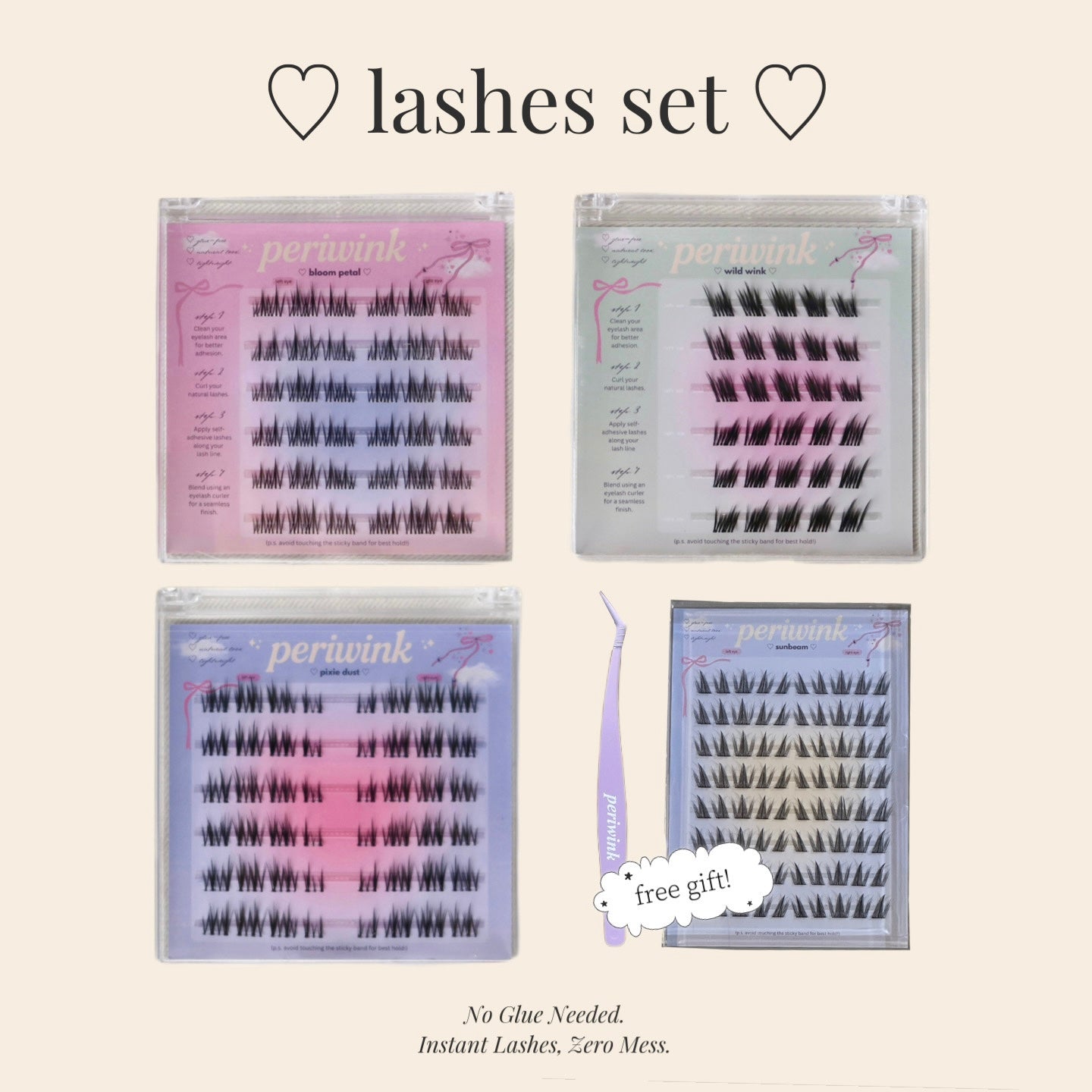Periwink Glue-Free Series Lashes Set